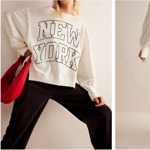 NWOT Free People / We The Free Graphic Camden Sweatshirt - New York - S - Picture 3 of 5